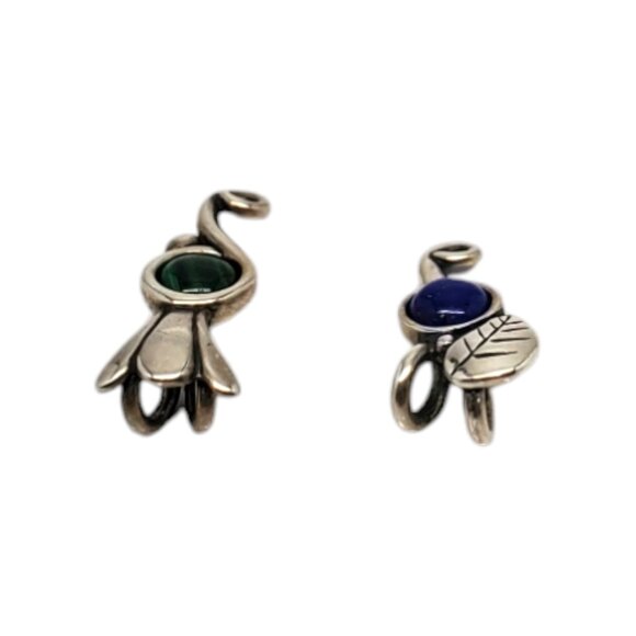 Set Of 2 Carolyn Pollack Sterling Silver Lapis Lazuli/Malachite Pendants #19695 - Picture 4 of 9